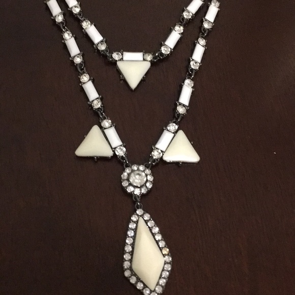 Dark Gray and White Statement Necklace - Picture 2 of 5